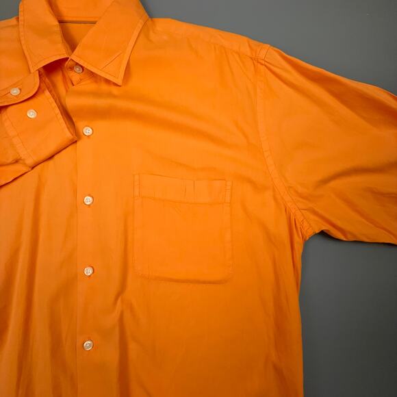 Peter Millar Seaside Collection Shirt L Orange Cotton Silk Lightweight Resort - Picture 4 of 7